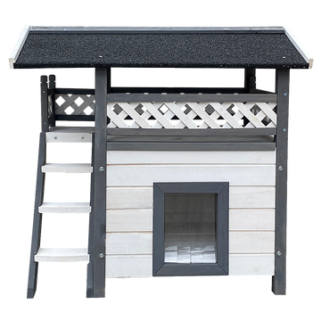 Cat House Weatherproof 2-Story Indoor Outdoor Wooden Shelter Bitumen Roof Unbranded